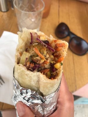 Inside of the falafel wrap at Marta's Veggie Fusion in Split