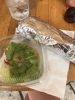 Take out falafel wrap with hummus side salad at Marta's Veggie Fusion in Split