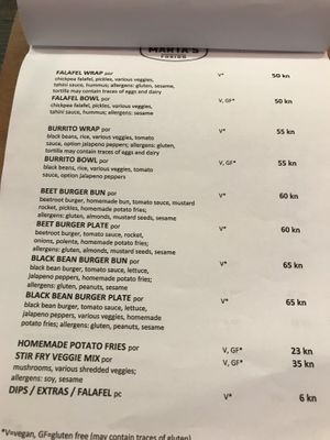 Menu - May 2019 at Marta's Veggie Fusion in Split