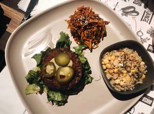 Black Bean Burger Plate 🌱 at Marta's Veggie Fusion in Split
