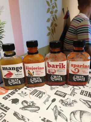 Spices and sauces!!! at Marta's Veggie Fusion in Split