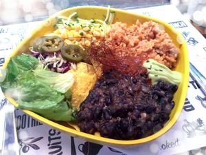 Tasty and generous Burrito Bowl at Marta's Veggie Fusion in Split