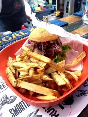Burger and tasty potatoes at Marta's Veggie Fusion in Split