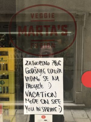 Closed Feb 2020 at Marta's Veggie Fusion in Split