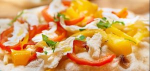 Pinsa with paprika and fresh mozzarella  at Pinsa & Co in The Hague