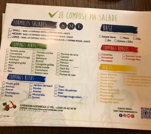 build your own salad sheet at Vert Midi in Marrakech