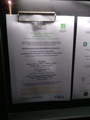 Menus at Totum Cantine Bio in Nantes