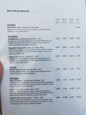 Menu August 2020 drinks at Totum Cantine Bio in Nantes