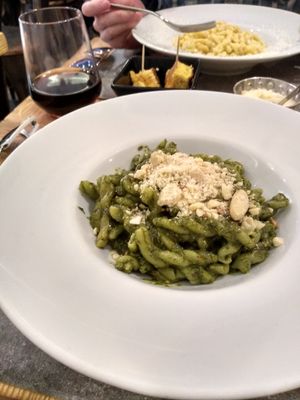 Spinach pasta with fennel and almond pesto at Pastaus in Valletta