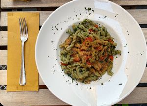 Spinach pasta! at Pastaus in Valletta