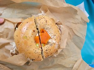 Vegan Lox bagel at Orchard Grocer in New York City