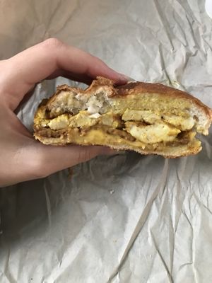 Tofu egg, tempeh bacon, provolone style cheese   at Orchard Grocer in New York City