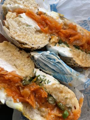 The Edith (carrot lox were way too sweet)  at Orchard Grocer in New York City