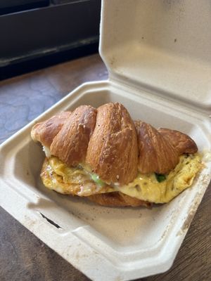croissant breakfast sandwich   at Orchard Grocer in New York City