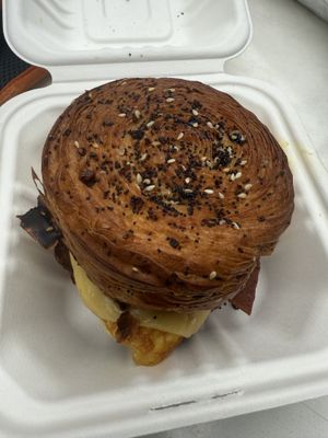 Miles on croissant   at Orchard Grocer in New York City