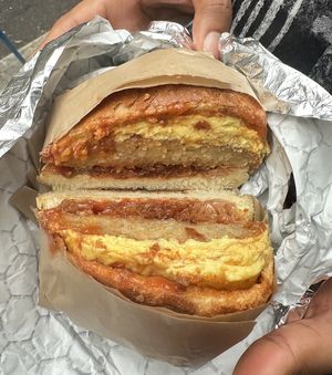 Sunny breakfast sandwich   at Orchard Grocer in New York City