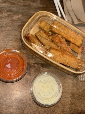 Tofu tenders with ranch and buffalo sauce   at Orchard Grocer in New York City