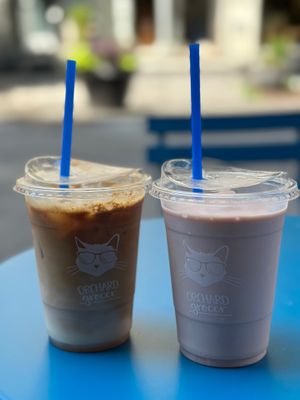 ice coffee and strawberry shake at Orchard Grocer in New York City