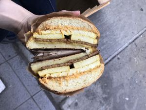 Breakfast sammy at Orchard Grocer in New York City