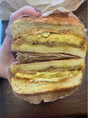 Vegan bacon, egg, and cheese  at Orchard Grocer in New York City