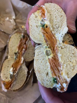 Vegan lox bagel  at Orchard Grocer in New York City