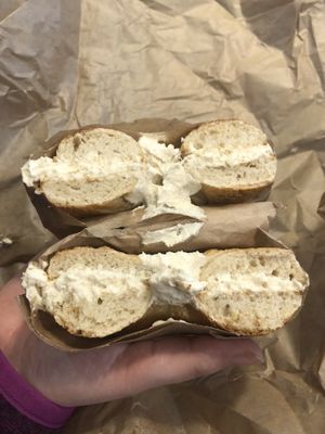 Bagel and cream cheese at Orchard Grocer in New York City