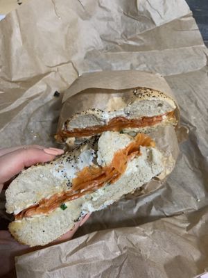chream “cheese” “lox” bagel at Orchard Grocer in New York City