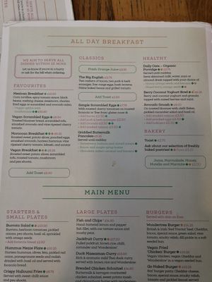 Menu at LHR - WonderTree - T2 in West London