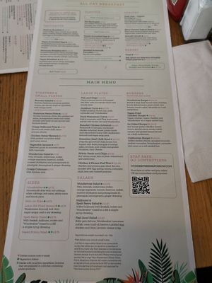 Menu at LHR - WonderTree - T2 in West London