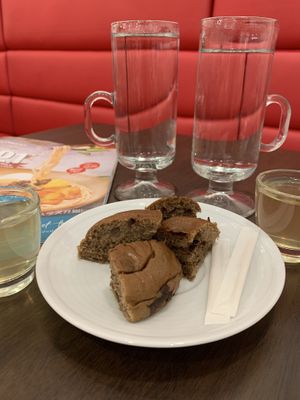 Vinegar drink & bread ( complimentary )  at BMS Organics - MyTown Shopping Centre in Kuala Lumpur