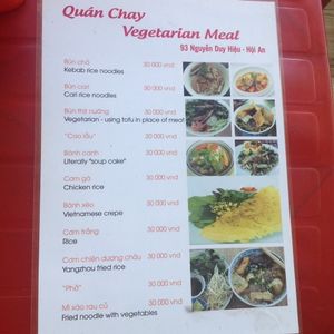 The all vegetarian menu. "Chicken" and "kebab" etc is made from tofu! at Quan Chay - Nguyen Duy Hieu in Hoi An
