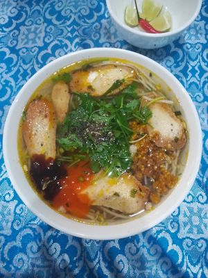 Really flavourful pho soup with kebab style mock meat at Quan Chay - Nguyen Duy Hieu in Hoi An