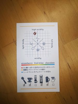 Coffee cards to help you pick just the right coffee for you!  at Lilo Coffee Roasters in Osaka