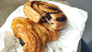 Chocolate croissant and whole wheat chocolate swirl at Fill Good in Budapest