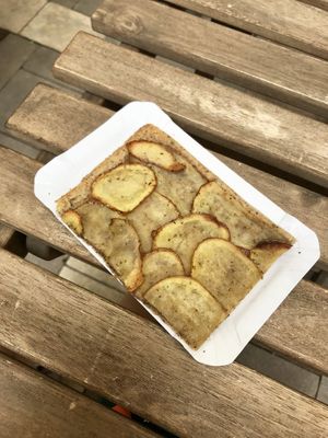 Potato pizza at Fill Good in Budapest