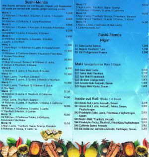 Menu at Schiffe Bistro in Stralsund