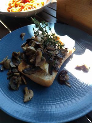 Supposedly "wild" mushrooms on ciabatta at Aysgarth Falls Hotel Pub in Aysgarth