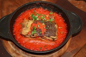 homemade vegan lasagna at Veggies Bar in Jerusalem