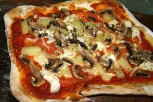 homemade pizza  at Veggies Bar in Jerusalem