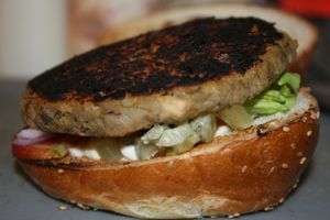 Mushroom Burger at Veggies Bar in Jerusalem