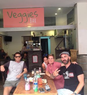 beautiful people 
 Israeli animal rights activists  at Veggies Bar in Jerusalem
