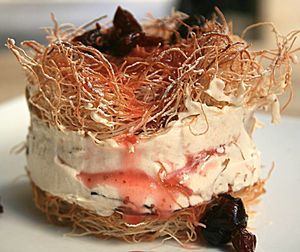  crispy kadaif, cream and strawberries cake at Veggies Bar in Jerusalem