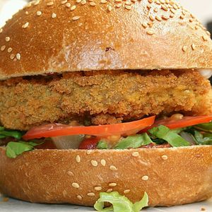 shnitzel at Veggies Bar in Jerusalem