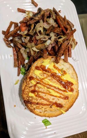 The new 'beef' burger.   at Veggies Bar in Jerusalem