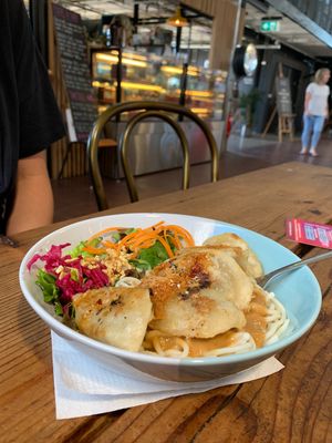Dumplings with peanut noodles at Cakeboy Donuts - Pop-up in Bowden
