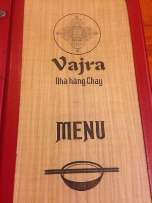 Menu at Vajra in Ho Chi Minh City