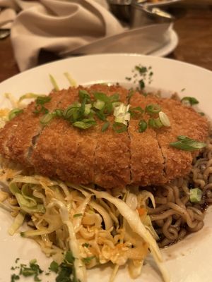 Vegan katsu and ramen  at Montero's Restaurant & Bar in Elizabeth City
