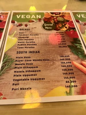 Vegan breads menu   at Baba's Kitchen in Hoi An