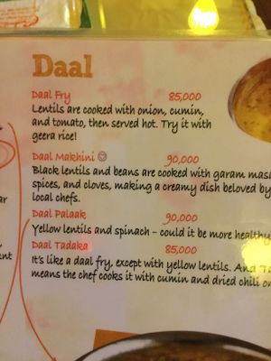 Menu at Baba's Kitchen in Hoi An