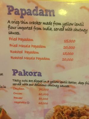 Menu at Baba's Kitchen in Hoi An